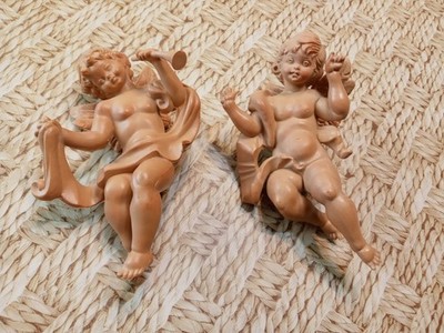 Vtg Italy Cherub Angel Wall Hangings Set Of 2