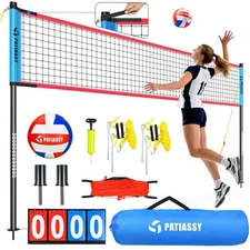 Professional Volleyball Net Set Heavy Duty Portable with Poles Bag Pump Outdoor