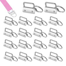 20 Pack Key Fob Hardware 1 Inch Key Fob Crimp Ends with Key Rings Car Keychai...