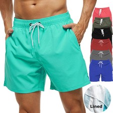 Men's Swim Trunks Summer Swimming Board Shorts Quick Dry Beach Shorts with Side