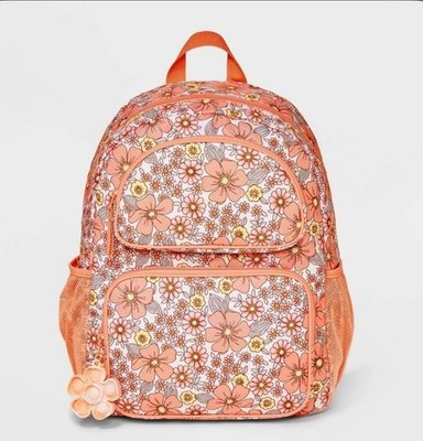 Kids' 16 Floral Two Pocket Backpack - Cat & Jack  Coral Orange'' NWT