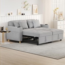 Image of 2-Seater 3-in-1 Convertible Sofa Bed Sleeper Pull Out Couch  Adjustable Backrest