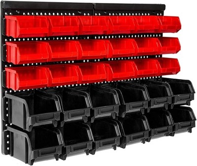 Wall Mounted Storage Bins, 30 Wall Mount Tool Organizer Bins Plastic Parts Rack