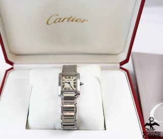 Cartier Tank Française Quartz St. Steel Ladies Watch 2384 w/Box