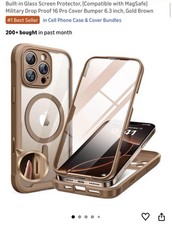 Bumper Case iPhone 16 Pro Gold Brown MagSafe Built-in Screen Protector