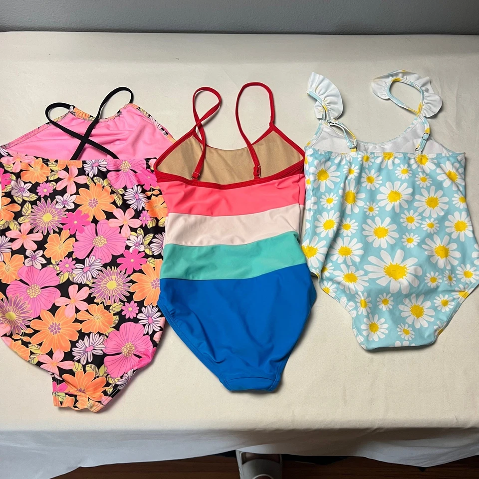 Lot of 3 Wonder Nation Old Navy Shein Swimsuits Girls Swimwear Bundle Size L M - Image 2 of 4