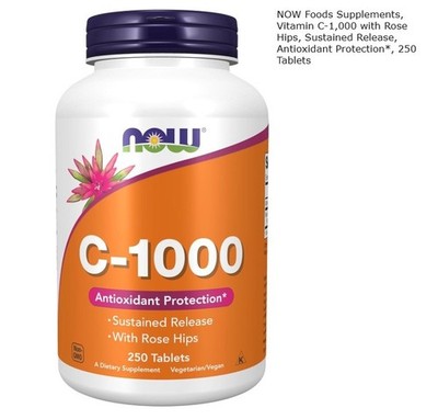 NOW Vitamin C 1000mg + Rose Hips | 250 Tabs | Antioxidant, Sustained Release