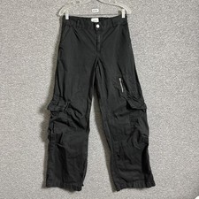 BDG Women's Size 4 Black 100 Cotton Y2K Cargo Baggy Wide Straight Pants