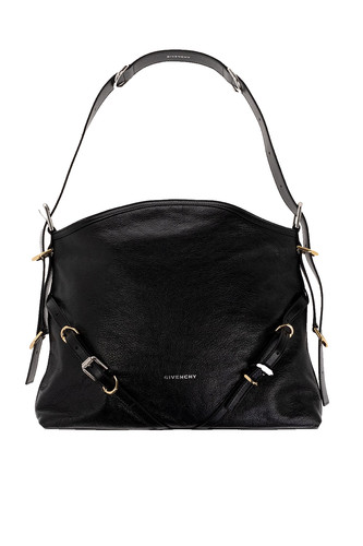 GIVENCHY Medium Voyou Strappyy Black Shiny Leather Shoulder Bag New & Authentic