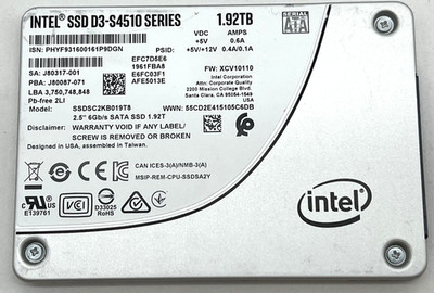 Intel SSD D3-S4510 Series SSDSC2KB019T8 1.92TB 2.5'' SATA 6Gb/s SSD