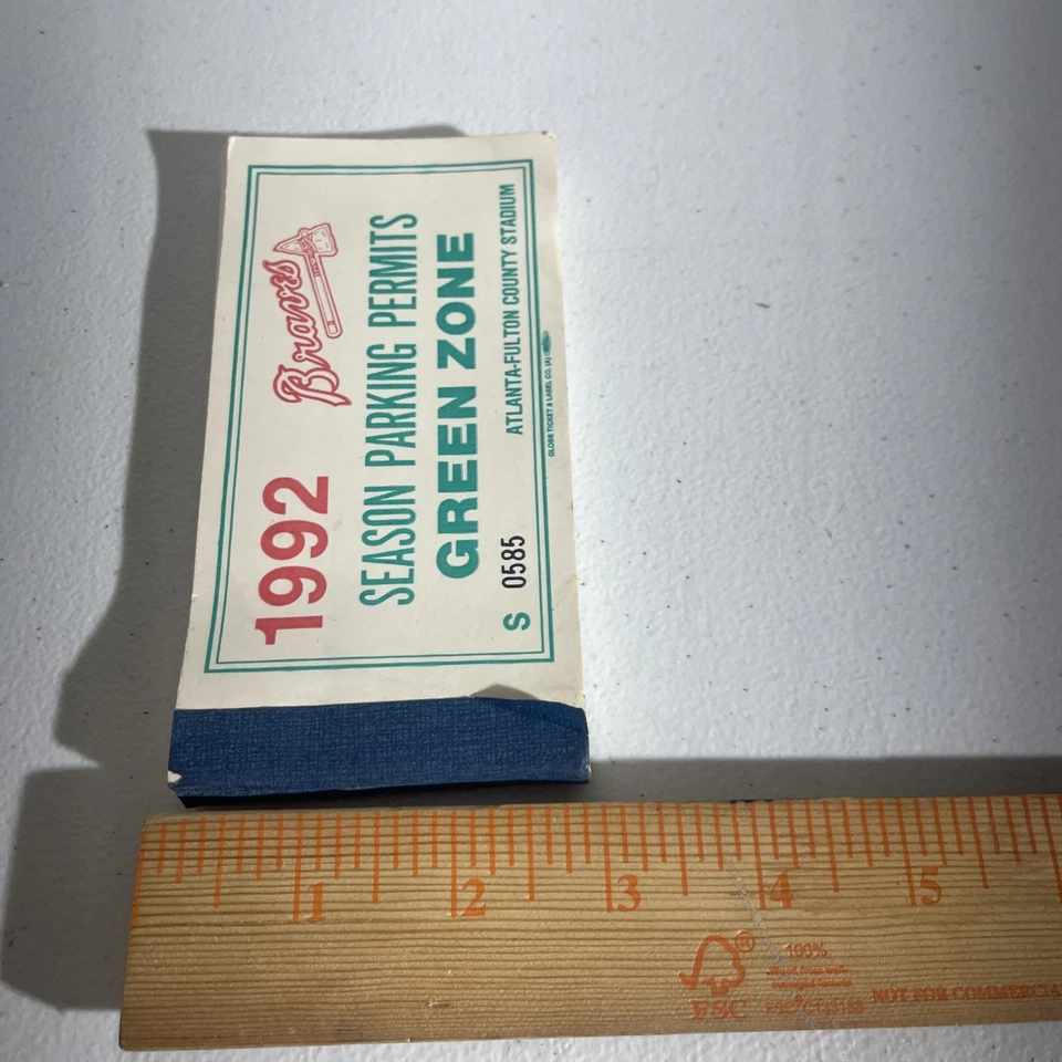 Vintage 1993 Atlanta Braves Season Parking Permits Green Zone ATL Fulton Stadium - Image 3 of 4