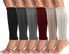 Leg Warmers Women 6 Pairs Knee High Cable Knit Warm Thermal Acrylic Winter US