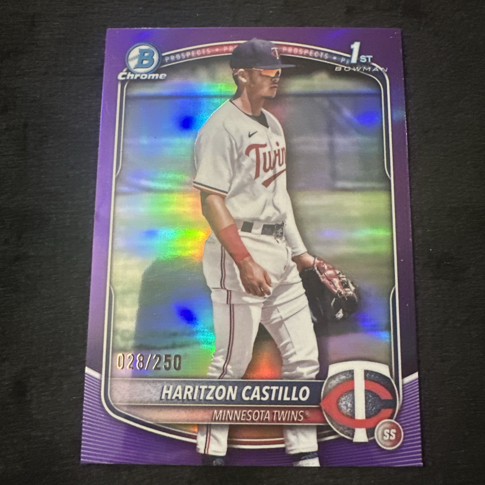 2025 Bowman Chrome Prospect 1st Haritzon Castillo Twins True Purple /250