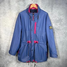 Giacca vela Javlin vintage anni 90 blu acqua rosa foderata in pile grande/XL