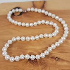 Vintage Freshwater Cultured White Pearl Hand Knotted 16" Single Strand Necklace