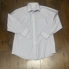 Brooks Brothers Regent Shirt Mens Size 17 33 Purple Plaid Long Sleeve Button Up