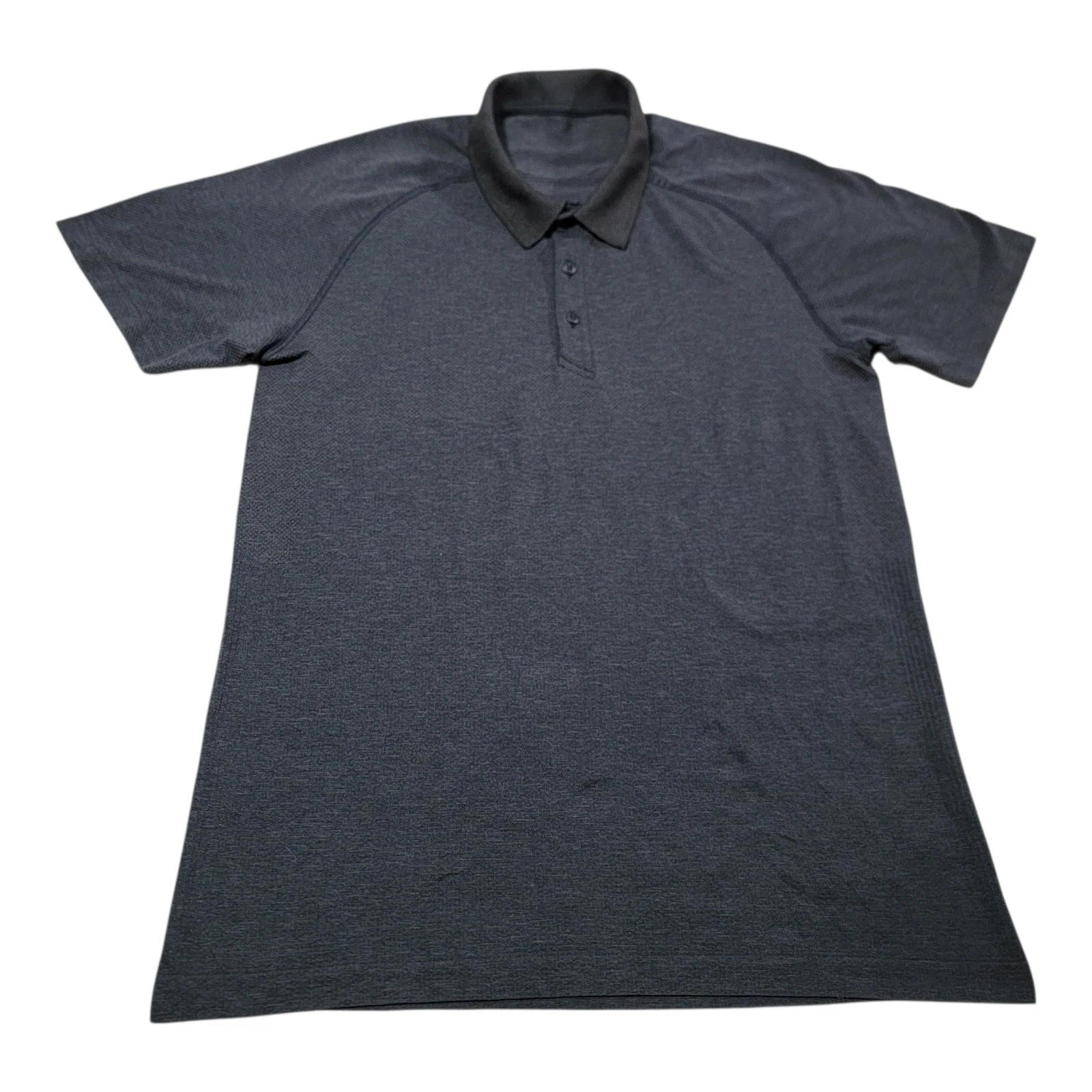 Lululemon Polo Shirt Men's L Black Collared Short Sleeve Button Up Metal Vent