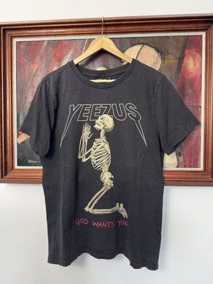 Yeezus God Wants Your Black T shirt Kanye West Skeleton Graphic tee  NH25644