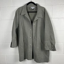 Opus 204 Seattle Women Size 2 100% Cotton Jacket Overcoat Gray Made Seattle USA