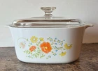 Vintage Corning Ware WILDFLOWER A-3-B Casserole Dish 3 Liter w/ Pyrex Lid