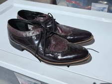 Stacy Adams Men's Burgundy Ostrich Print Wingtip Oxford Dress Shoes Size 11W
