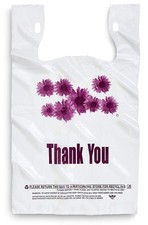 Extra Large Grocery and Retail T-Shirt Bag 1/6 Size Daisy Print 24 Microns Si...