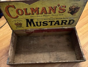 Antique Primitive Colman’s Mustard Advertising Wooden Box KingEdward VII 1901-10