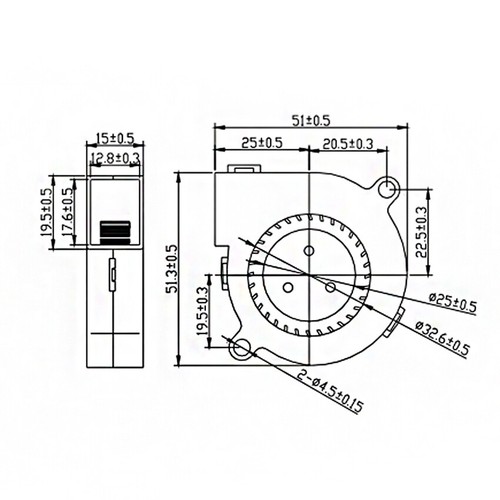 Lüfter Gehäuselüfter 50mm Turbolüfter Radial Silent DC 5V12V24V für 3D-Drucker - Bild 3 von 8