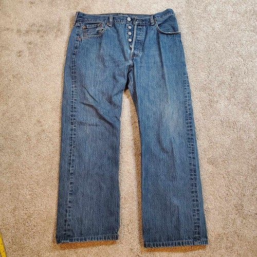 Levis 501 Jeans Herren 34x29 Blau Button Fly Straight Regular Fit Denim