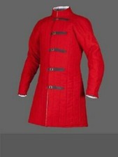 Medieval Thick Padded Red Color Gambeson Coat Aketon Armor Jacket SCA LARP