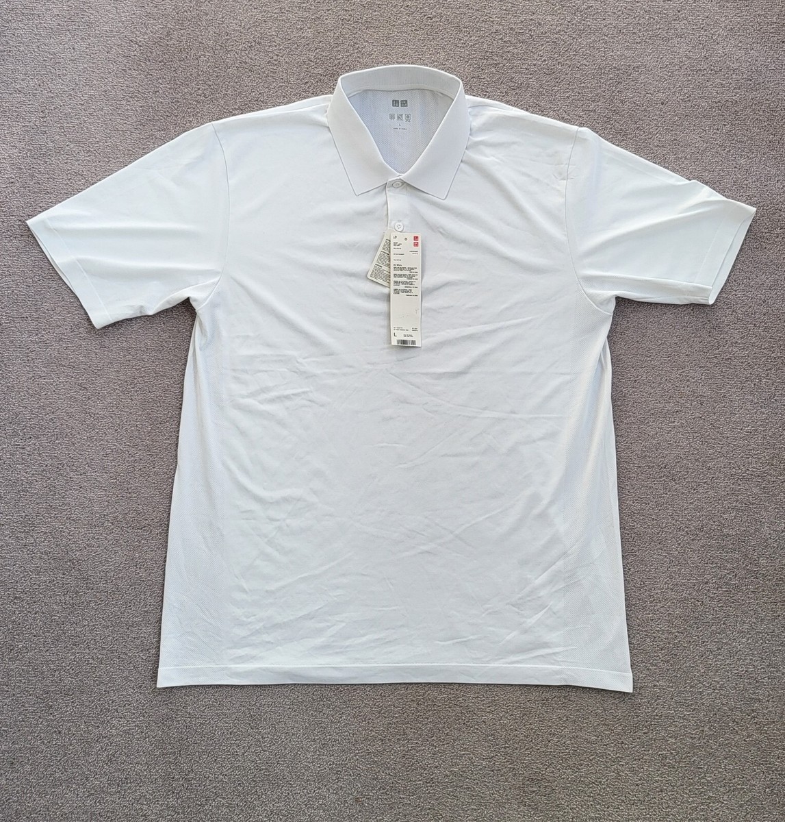 Uniqlo men's Dry-Ex Short sleeve White Polo Size BNWT