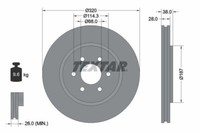 2X Textar 92164405 Bremsscheibe Passend FüR Nissan