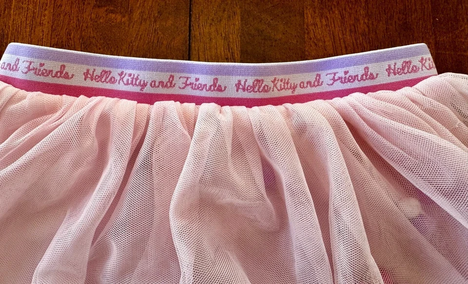 [HELLO KITTY] Falda Burbuja Hello Kitty Niñas - Dobladillo Pom Pom y Cintura Colorida Foto 2 de 4