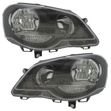 Headlights VW Polo Mk4 GTi 9N3 2006-2010 Black Inner Headlamps Pair Left & Right