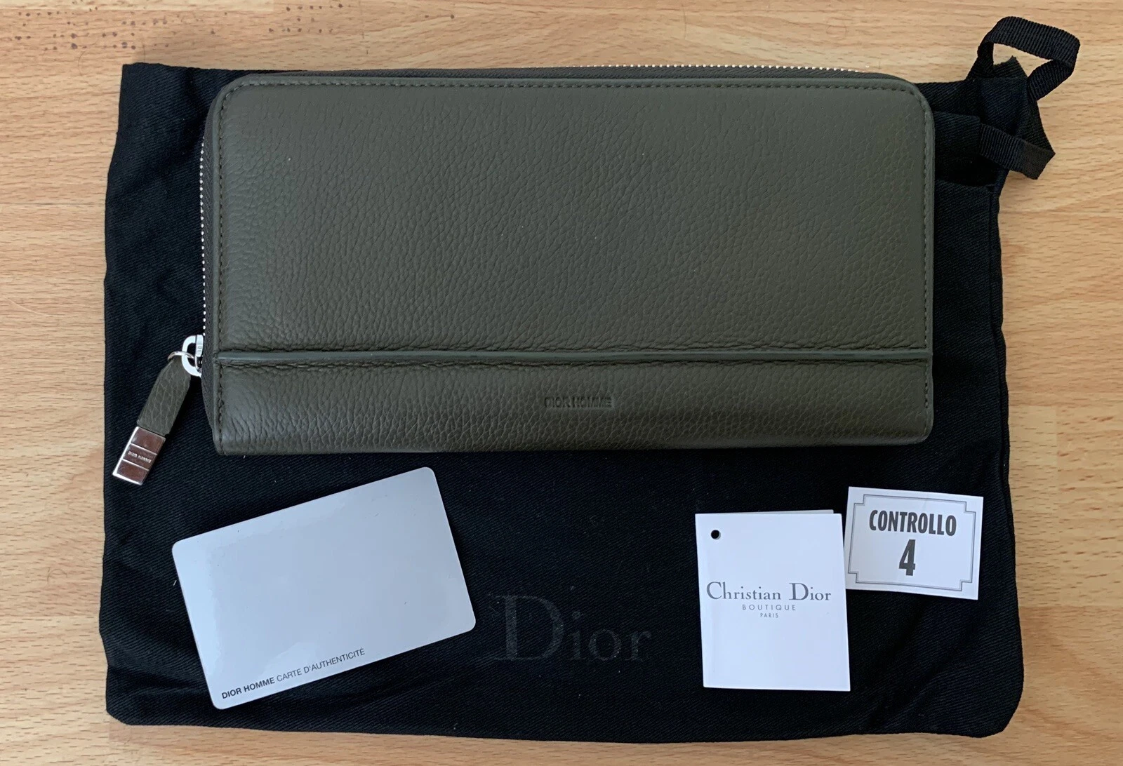 Portefeuille long zippé pour homme vert Dior Homme