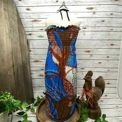 pull on beach dress Romantic Sini Halter Summer Stretch Beach Pull-Over Sun Medium 088 flag|ORGANIC MATERIALS Style:Dress + Lace Sleeves + Collar Elyna Slinky Halter Maxi Sleeve Length 48.5cm Size