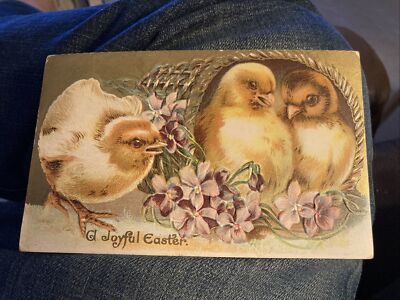 A Joyful Easter w/ Chicks in a basket. 