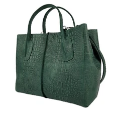 GENUINE Leather Handbag for Women Crocodile Imitation Embossed Sholder Bag Tote