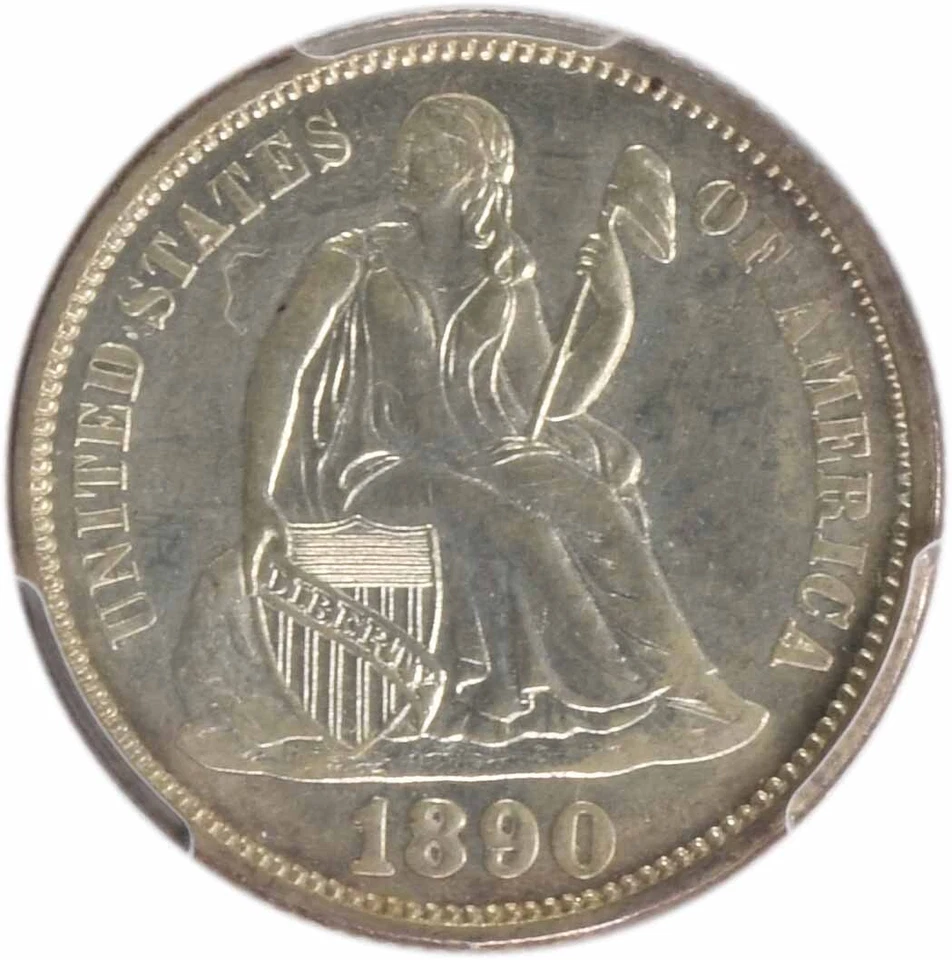 1890 Liberty Seated Silver Dime F-109 PR63 PCGS - Image 3 of 4