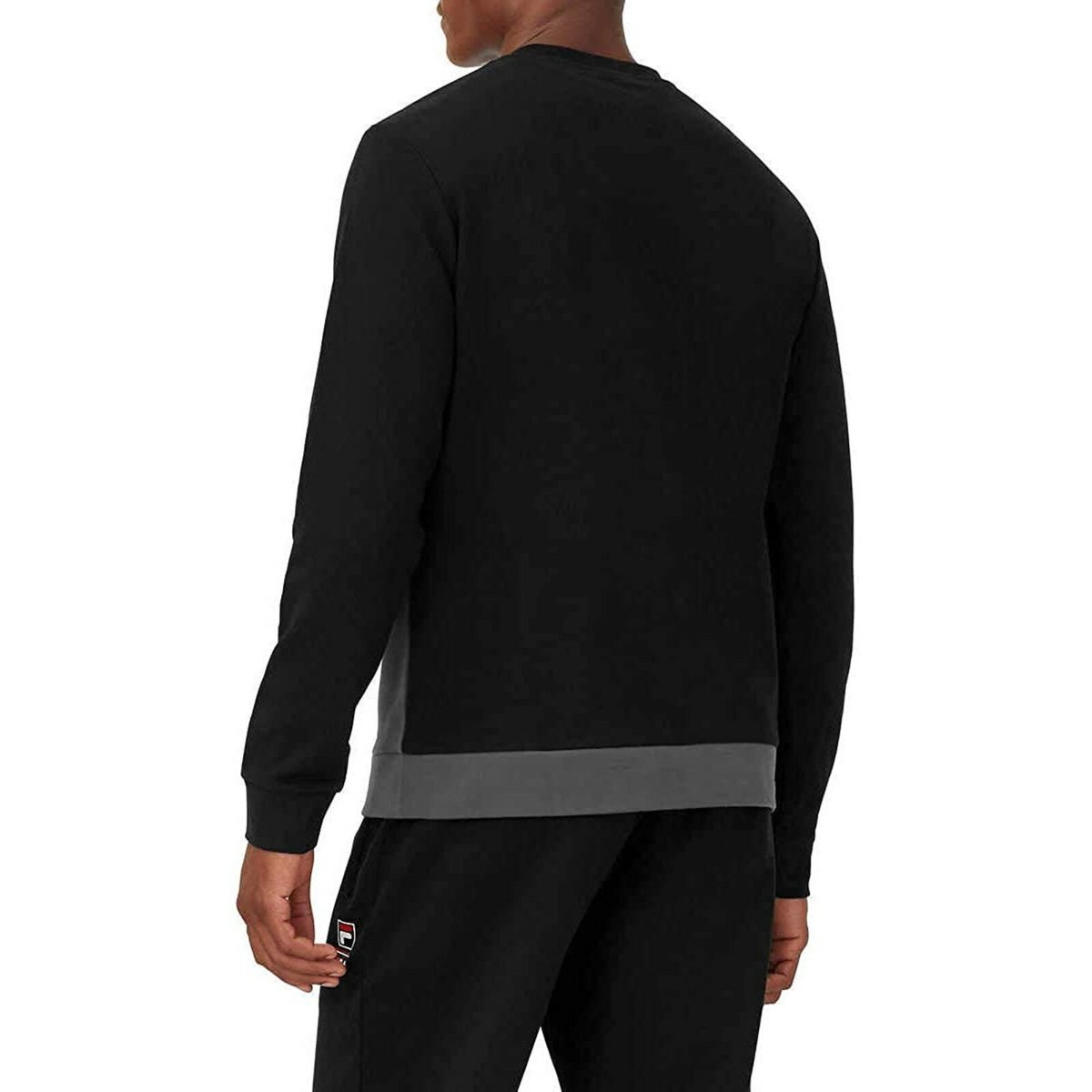 FILA Men's Crew Neck Lightweight Long Sleeve Logo Sweatshirt Black