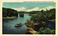 Vintage Postcard- INKSTAND AND SUGAR BOWL, DELLS OF THE WISCONSIN RIVER, WI.