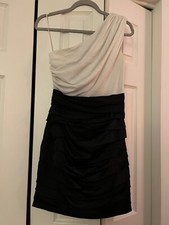 Express Dress Size 0 One Shoulder Black White Ruched Bodycon Dress