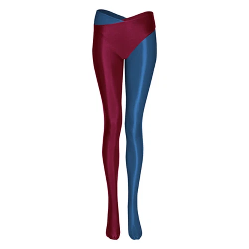 Women Shiny Glossy Seperated 2 Legs Pantyhose Open Crotch Sports Yoga Stockings - Picture 17 of 27