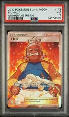 PSA 7 Hala Full Art 143 2017 Pokemon Sun & Moon Guardians Rising