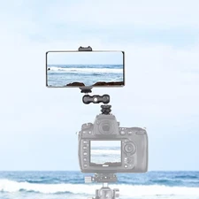 Dual Ball Head Magic Arm Hot Shoe Adapter Tripod Mount Phone Clip Holder