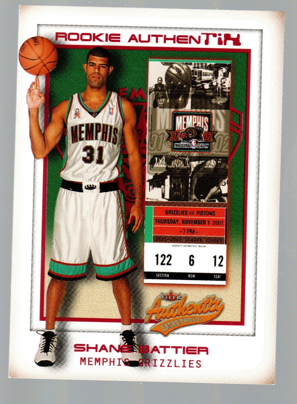 2001-02 Fleer Authentix #111 Shane Battier RC 347/1250