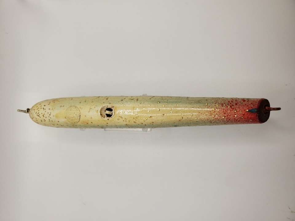 Leurre De Pêche Vintage En Bois Signé Ed Latiano – Fabriqué à Ellwood City PA