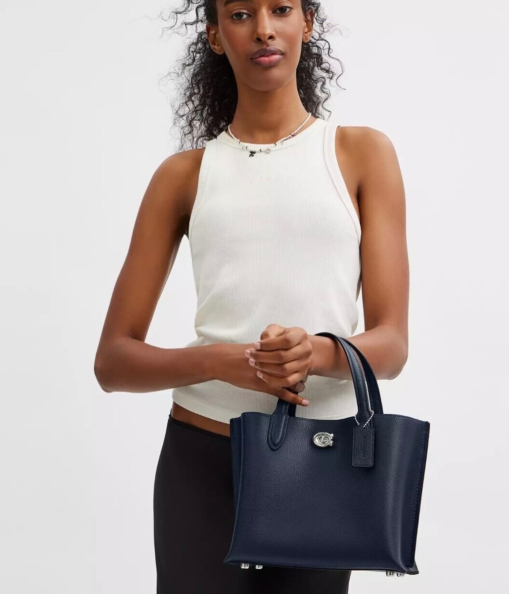 Coach Willow C8869 Dark Navy Pebbled Leather Shoulder Crossbody