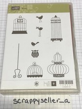 STAMPIN UP Rubber Cling Stamp Set Birds Birdcages Owl AVIARY