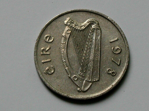 1978 IRELAND Coin - 5 Pence - bovine bull - celtic harp - Picture 2 of 2